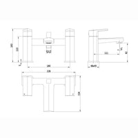 Milly bath shower mixer tap with dual rigid riser - matt black