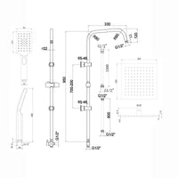 Milly bath shower mixer tap with dual rigid riser - matt black