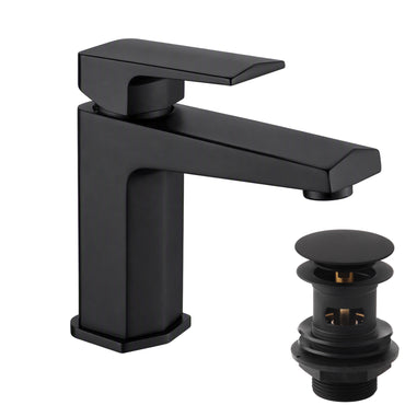 Milly geo inspired hexagonal basin sink mixer tap + slotted waste - matt black