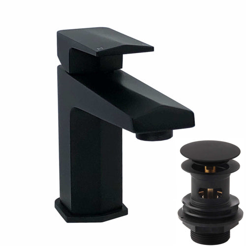 Buy Milly geo inspired hexagonal basin sink mixer tap + slotted waste - matt black online UK