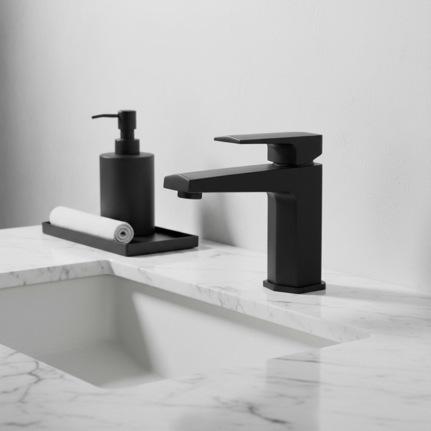 Milly geo inspired hexagonal basin sink mixer tap + slotted waste - matt black