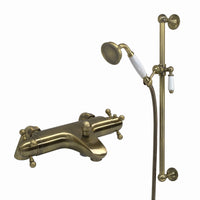 Gallant traditional thermostatic bath shower bar mixer valve deck mounted with slider rail kit - antique bronze