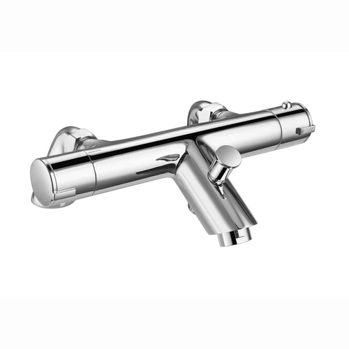 Buy Dune thermostatic bar bath shower mixer valve with dual rigid riser kit, 200mm square overhead rain shower and handheld - chrome online UK
