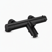 Dune contemporary thermostatic bar bath shower mixer valve 1/2" outlet deck-mount - matt black (no handset)