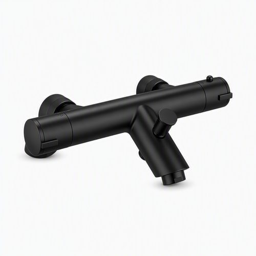 Dune contemporary thermostatic bar bath shower mixer valve 1/2" outlet deck-mount - matt black (no handset)