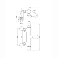 Dune contemporary thermostatic bar bath shower mixer valve 1/2" outlet deck-mount - matte black (no handset)