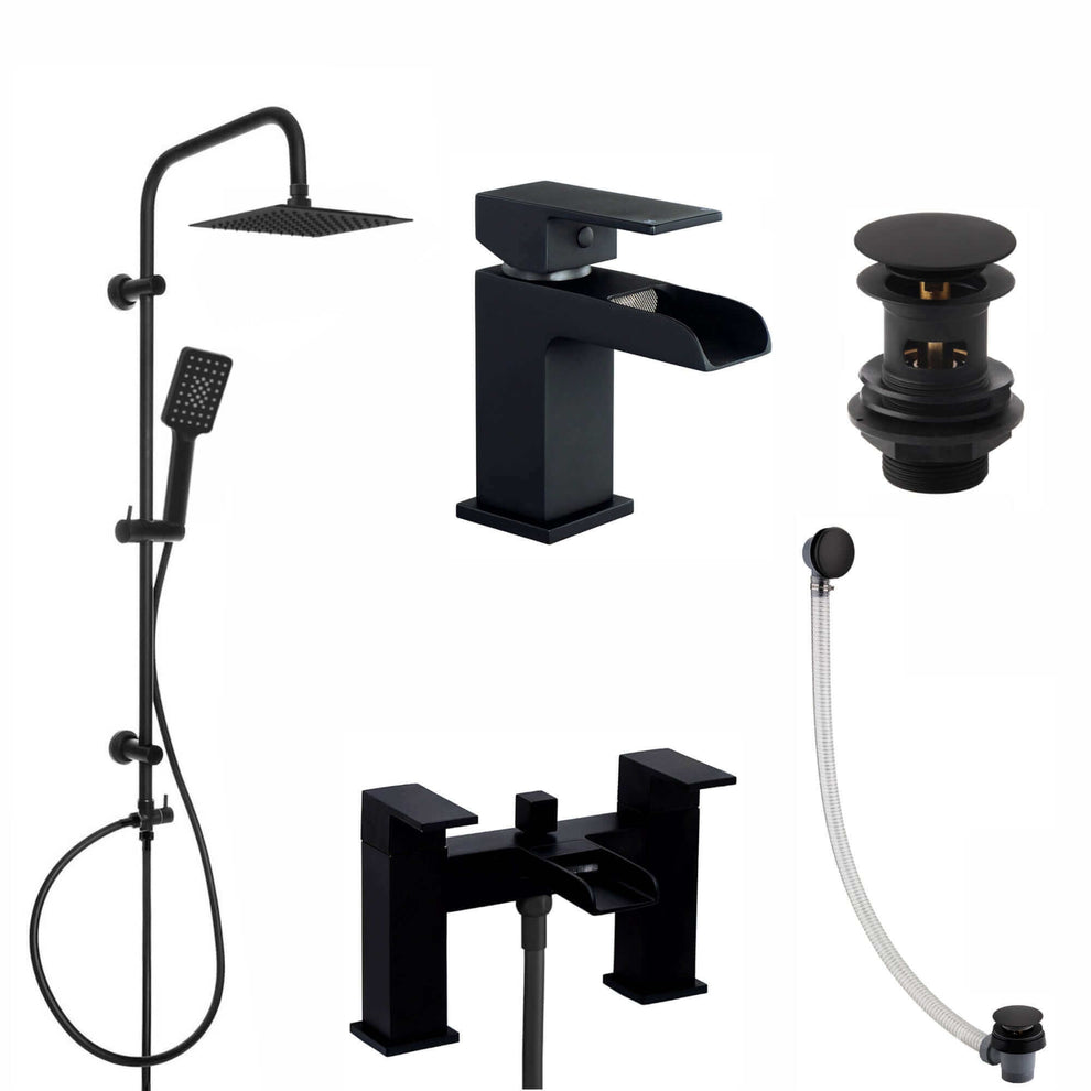 Plaza bundle incl. bath shower mixer tap with dual riser rail, basin ...