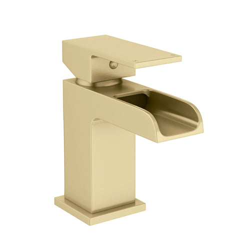 Buy Plaza basin mixer tap + slotted waste - brushed brass online UK