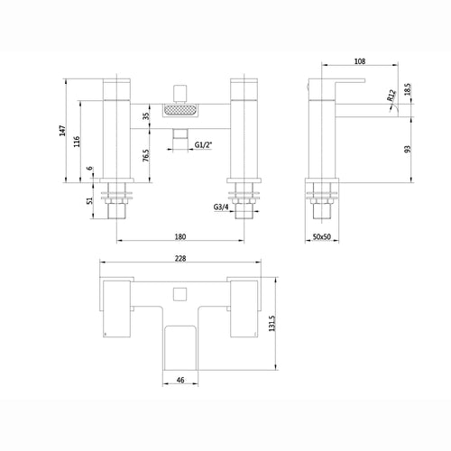 Buy Plaza bundle incl. bath shower mixer tap with dual riser rail, basin mixer, bath and basin wastes - brushed brass online UK