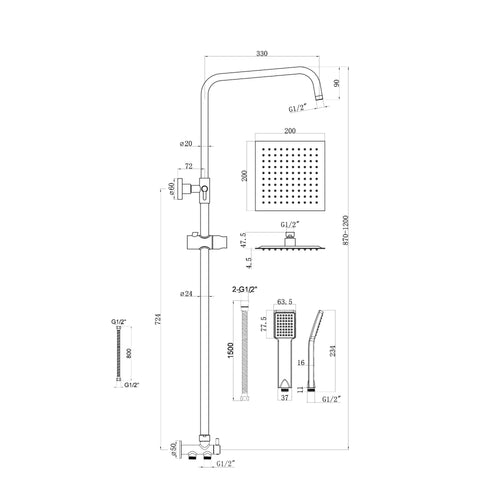 Buy Plaza bundle incl. bath shower mixer tap with dual riser rail, basin mixer, bath and basin wastes - brushed brass online UK