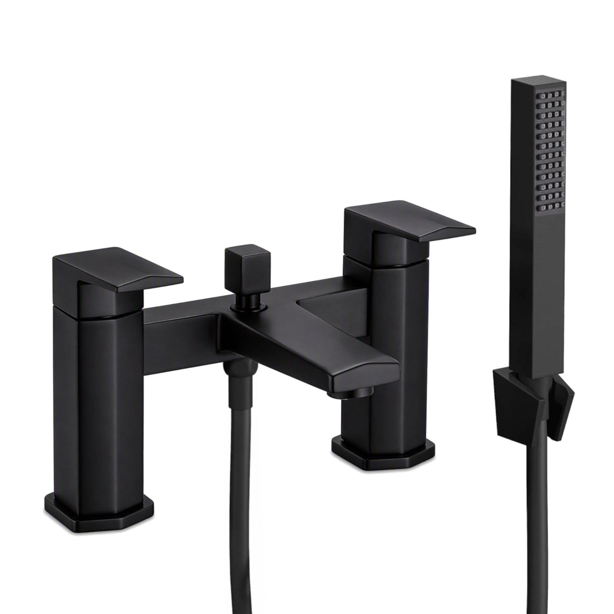Milly geo inspired hexagonal bath shower mixer tap filler - matt black