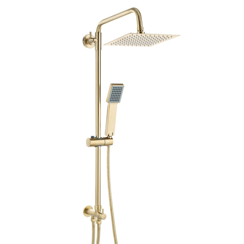 Buy Mykonos contemporary bath shower mixer tap with dual rigid riser - brushed brass online UK