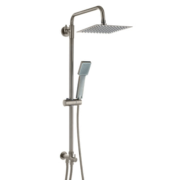 Mykonos contemporary bath shower mixer tap with dual rigid riser - gunmetal grey