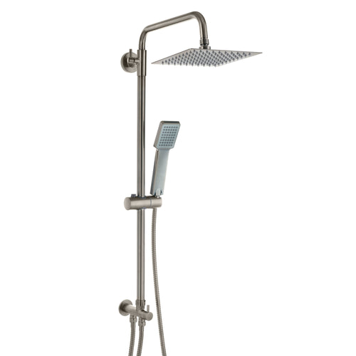 Buy Mykonos contemporary bath shower mixer tap with dual rigid riser - gunmetal grey online UK
