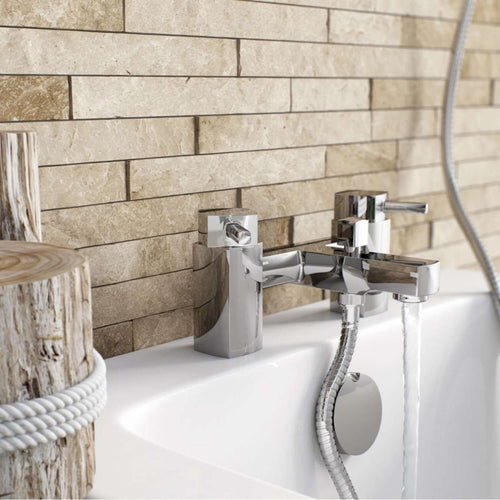 Buy Stella bundle incl. bath shower mixer tap with dual riser rail, basin mixer, bath and basin wastes - chrome online UK