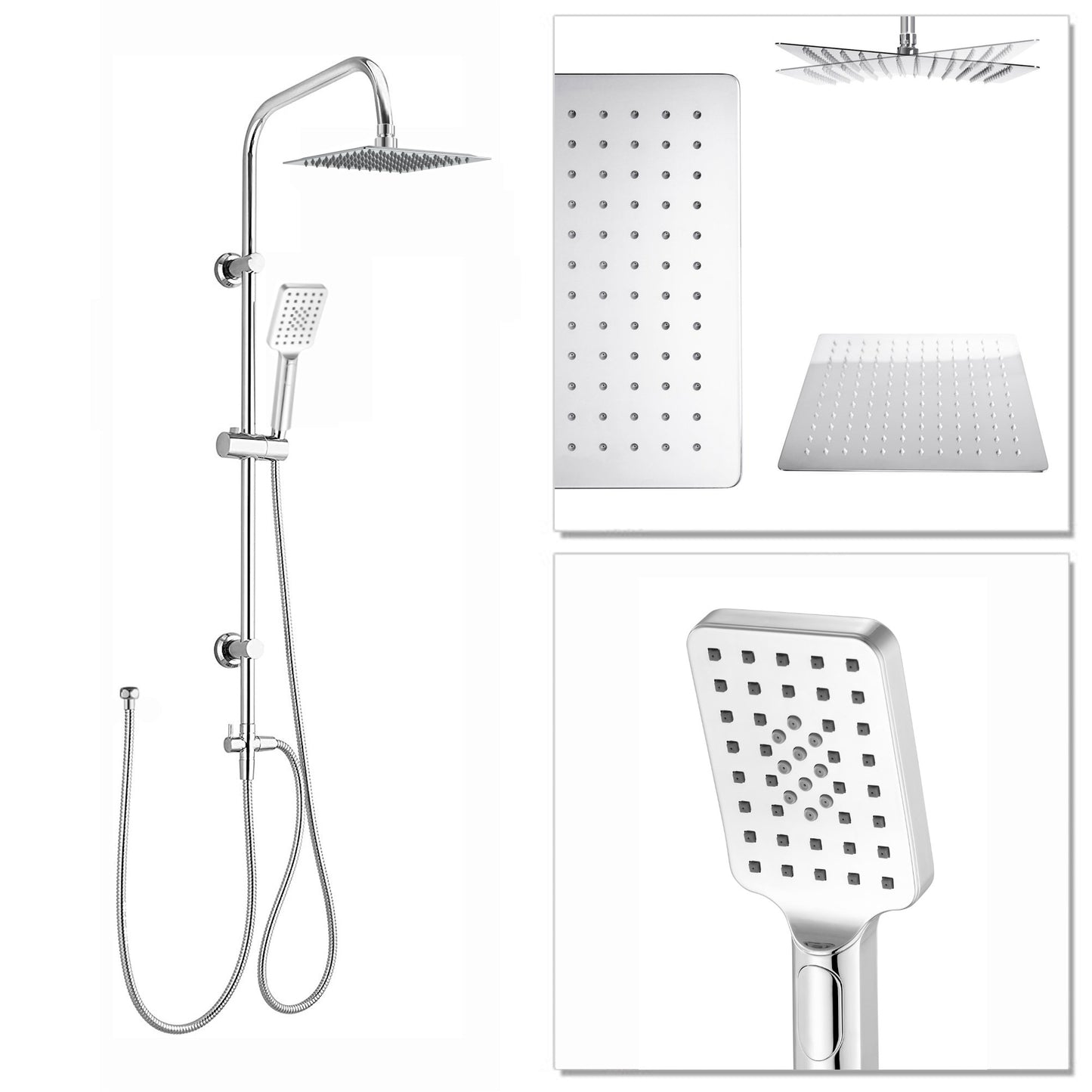 Stella bundle incl. bath shower mixer tap with dual riser rail, basin mixer, bath and basin wastes - chrome