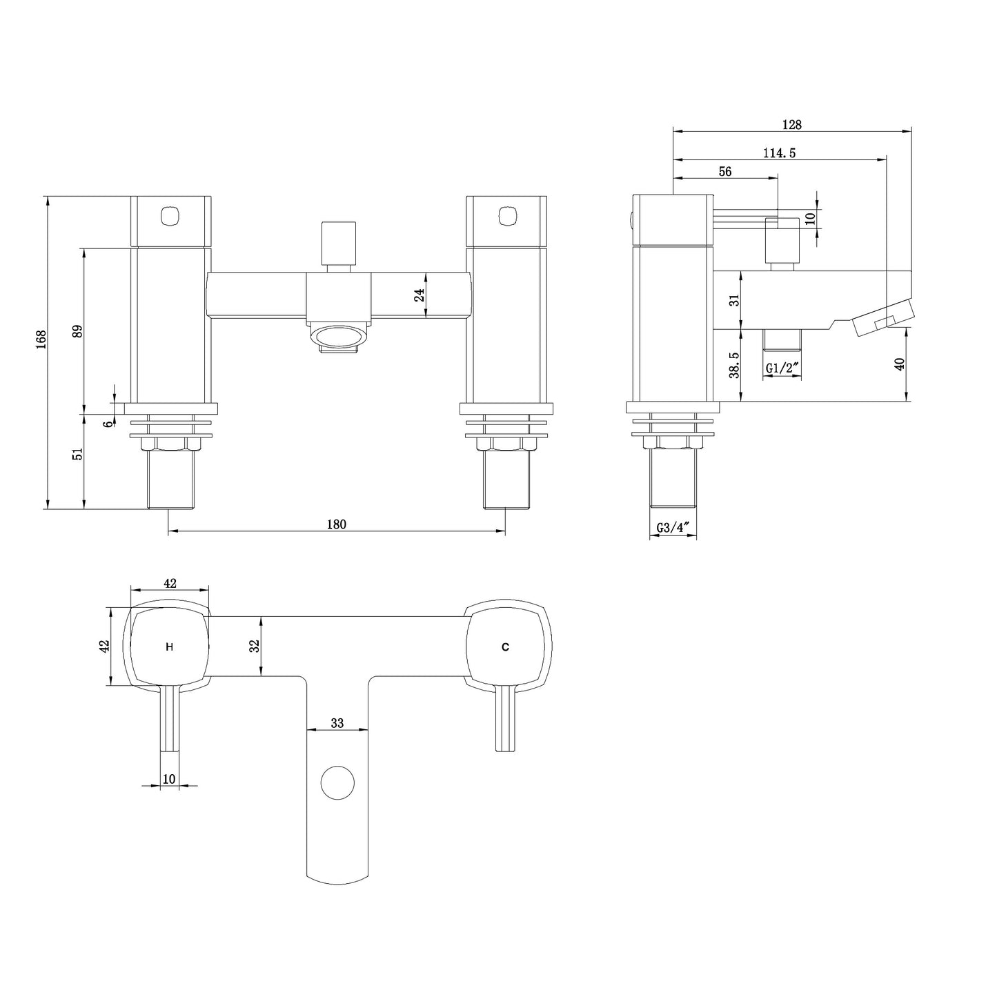 Stella bundle incl. bath shower mixer tap with dual riser rail, basin mixer, bath and basin wastes - chrome