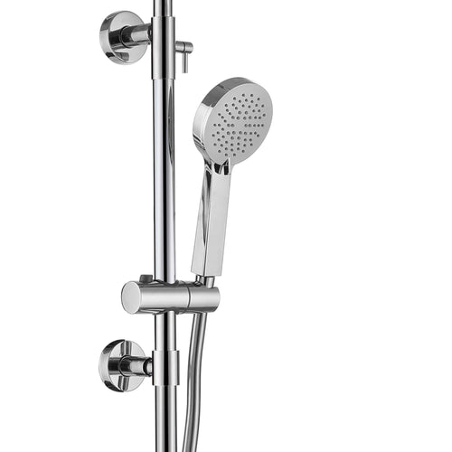 Buy Cali thermostatic bar bath shower mixer valve with dual rigid riser kit, 200mm round overhead rain shower and handheld - chrome online UK