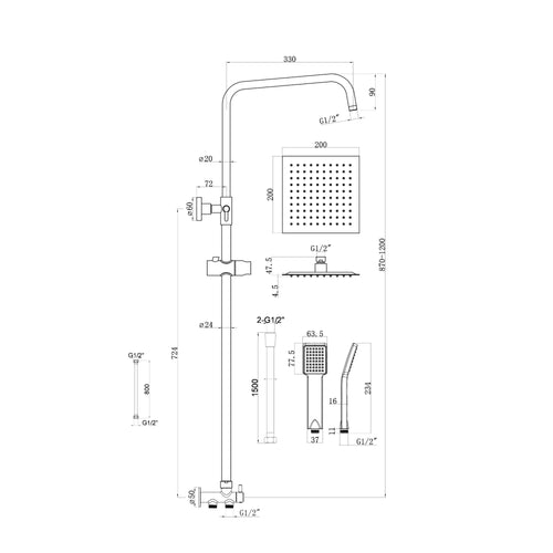 Buy Mykonos bundle incl. bath shower mixer tap with dual riser rail, basin mixer, bath and basin wastes - matt black online UK