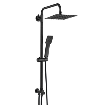 Mykonos contemporary bath shower mixer tap with dual rigid riser - matt black