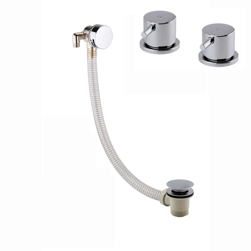 Buy Round overflow bath filler with 3/4" deck bath side valves (pair) - chrome online UK