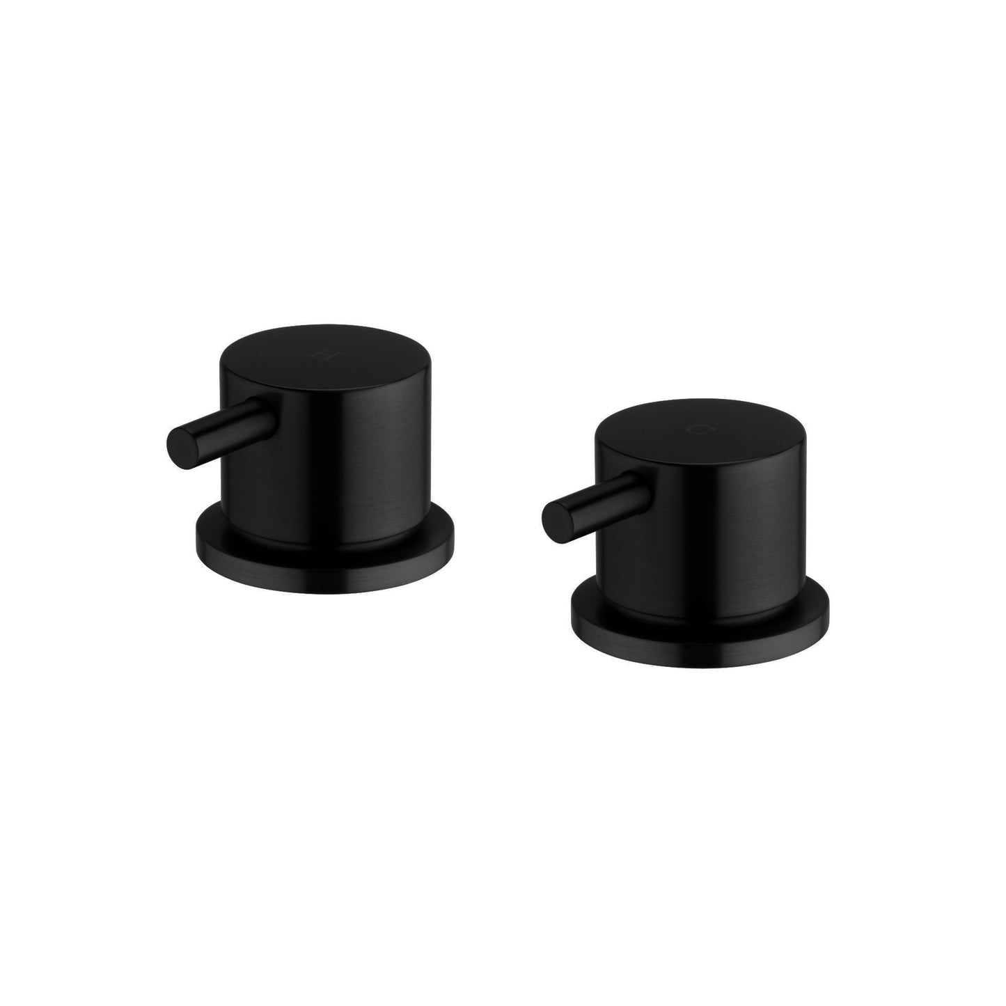 Round overflow bath filler with 3/4" deck bath side valves (pair) - matt black