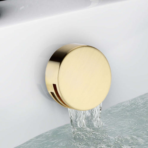 Buy Round overflow bath filler with 3/4" deck bath side valves (pair) - brushed brass online UK