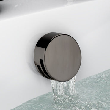 Round overflow bath filler with 3/4" deck bath side valves (pair) - gunmetal grey