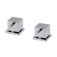 Square overflow bath filler with 3/4" deck bath side valves (pair) - chrome