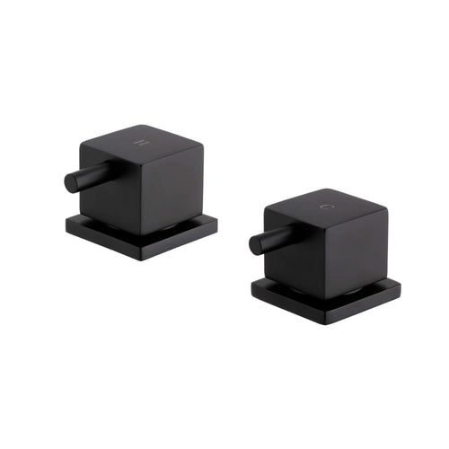 Buy Square overflow bath filler with 3/4" deck bath side valves (pair) - matt black online UK