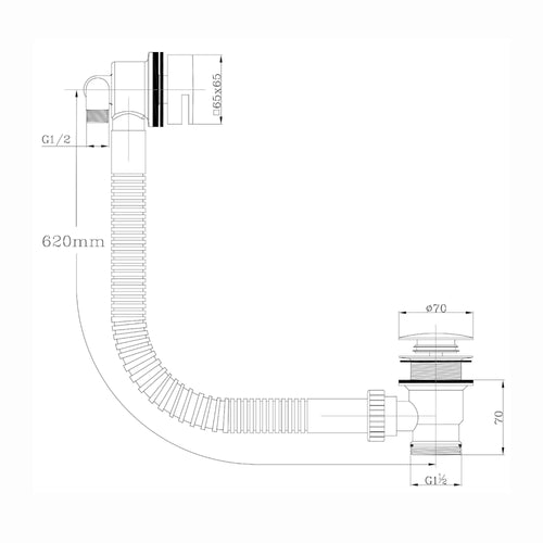 Buy Square overflow bath filler with 3/4" deck bath side valves (pair) - matt black online UK