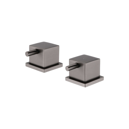 Buy Square overflow bath filler with 3/4" deck bath side valves (pair) - gunmetal grey online UK