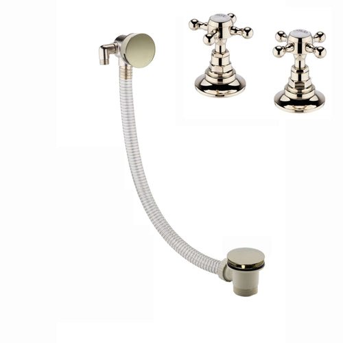 Buy Traditional overflow bath filler with 3/4" deck bath side valves (pair) - gold online UK
