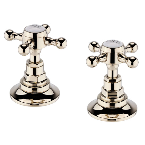 Buy Traditional overflow bath filler with 3/4" deck bath side valves (pair) - gold online UK