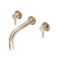 Zara contemporary wall mount basin mixer tap twin levers 3 hole - antique bronze