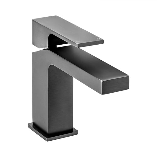 Athena contemporary square basin sink mixer tap + slotted waste - gunmetal grey