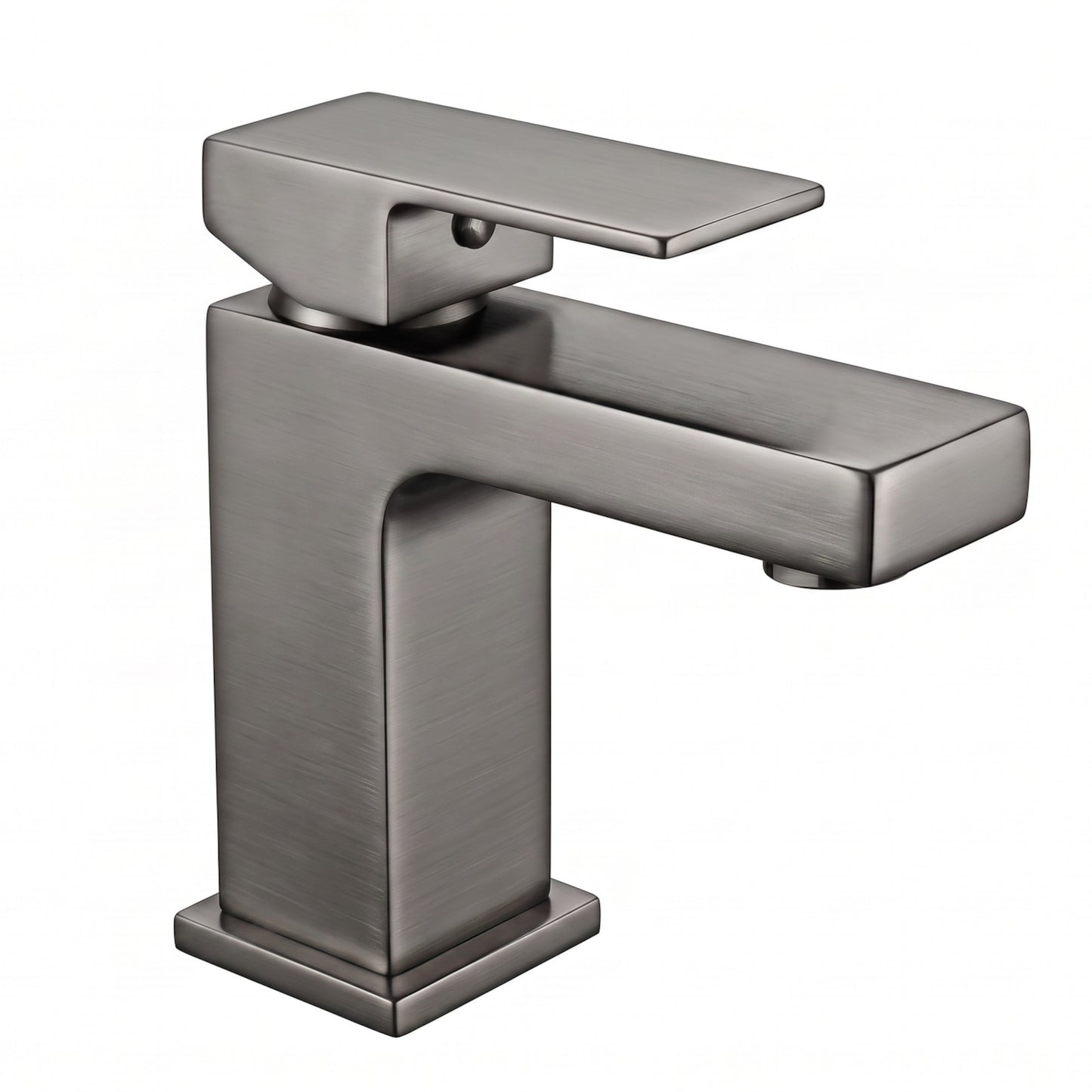 Athena contemporary square basin sink mixer tap + slotted waste - gunmetal grey