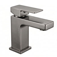 Athena contemporary square basin sink mixer tap + slotted waste - gunmetal grey