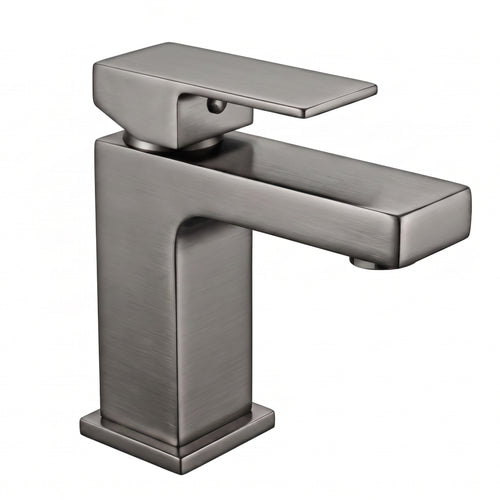 Athena contemporary square basin sink mixer tap + slotted waste - gunmetal grey