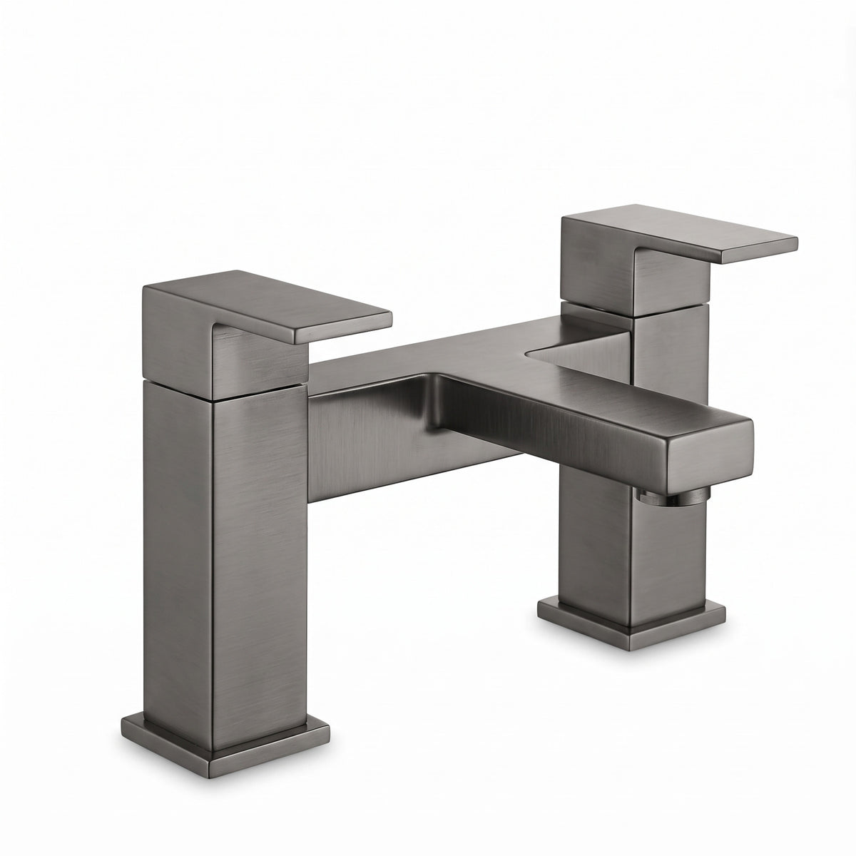 Athena contemporary square bath mixer tap filler - gunmetal grey
