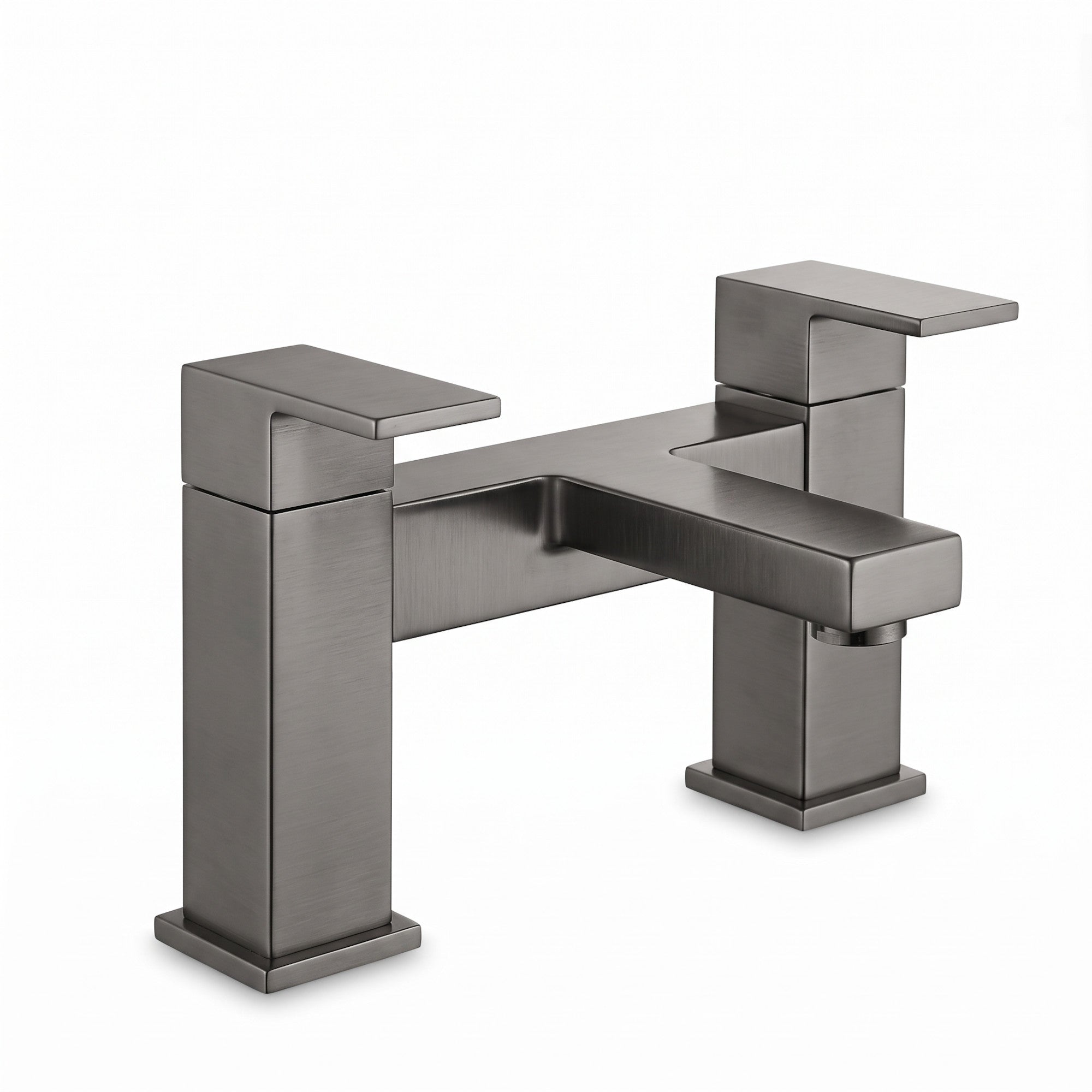 Athena contemporary square bath mixer tap filler - gunmetal grey