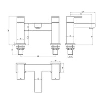 Athena contemporary square bath mixer tap filler - gunmetal grey