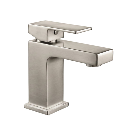 Athena contemporary square basin sink mixer tap + slotted waste - brushed nickel