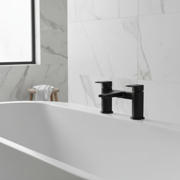 Milly geo inspired hexagonal bath mixer tap filler - matt black