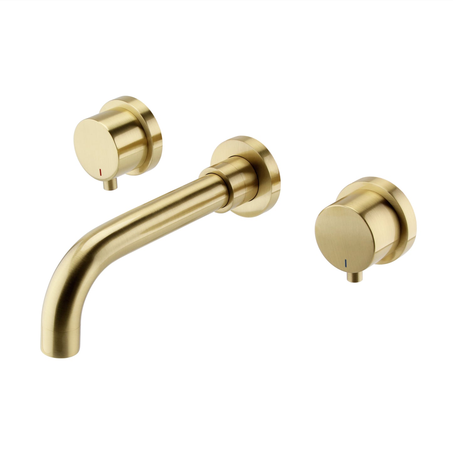 Zara contemporary wall mounted basin mixer tap (3TH) - brushed brass