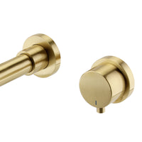 Sienna contemporary wall mounted basin mixer tap (3TH) - brushed brass