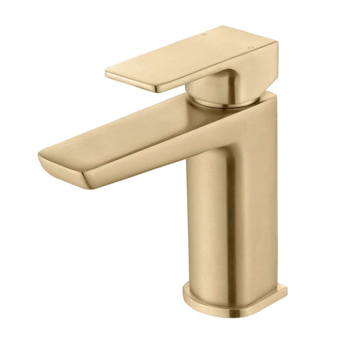 Buy Mykonos contemporary basin sink mixer tap with waste - brushed brass online UK