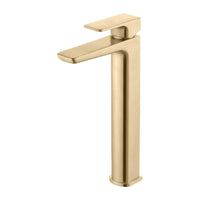 Mykonos basin mixer tap high rise - brushed brass