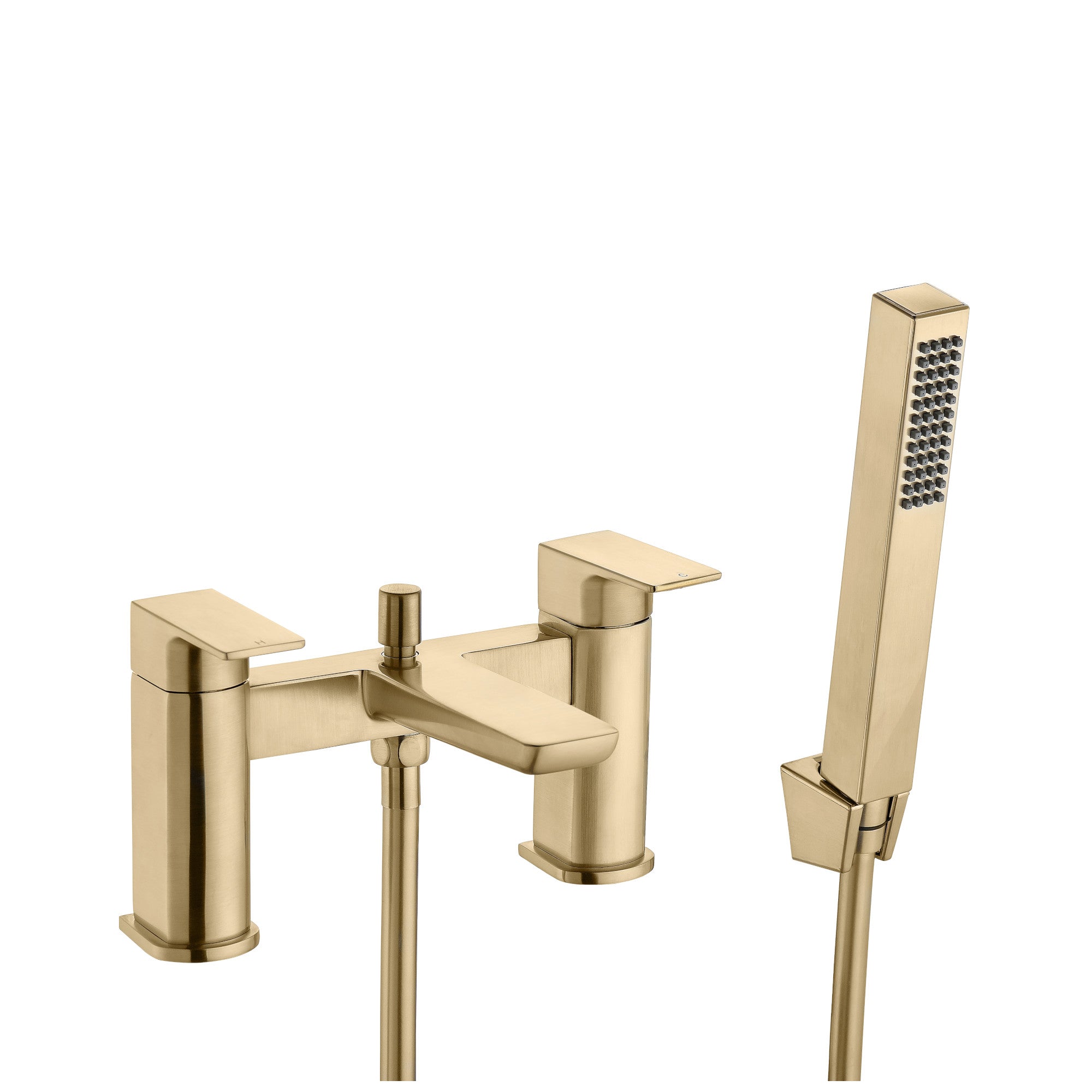 Mykonos contemporary bath shower mixer tap - brushed brass