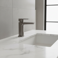 Mykonos contemporary basin sink mixer tap with waste - gunmetal grey